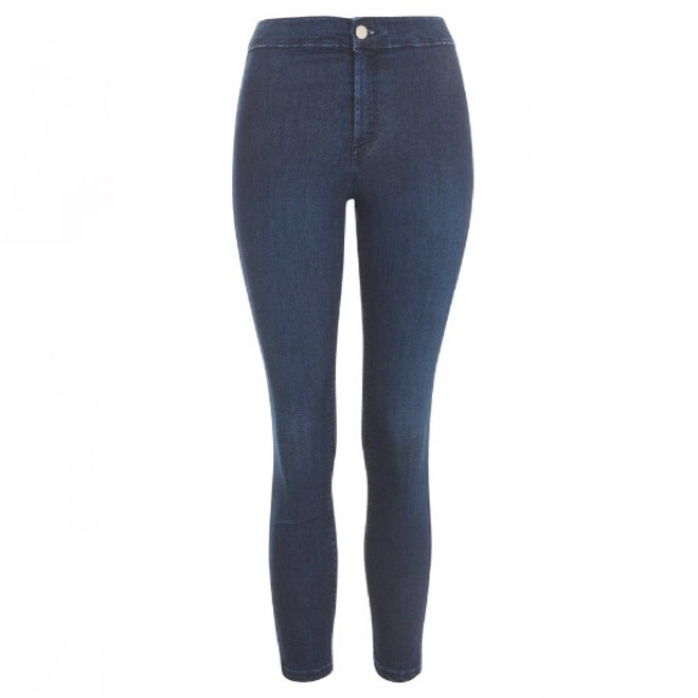 Topshop Dark Blue Wash High Waist Petite Joni Jeans with Holding Power